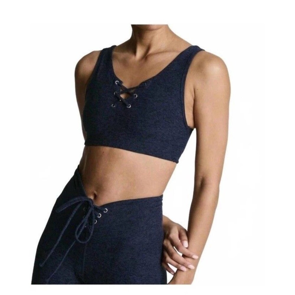 Year Of Ours STRETCH FOOTBALL BRA In Navy Heather Small
